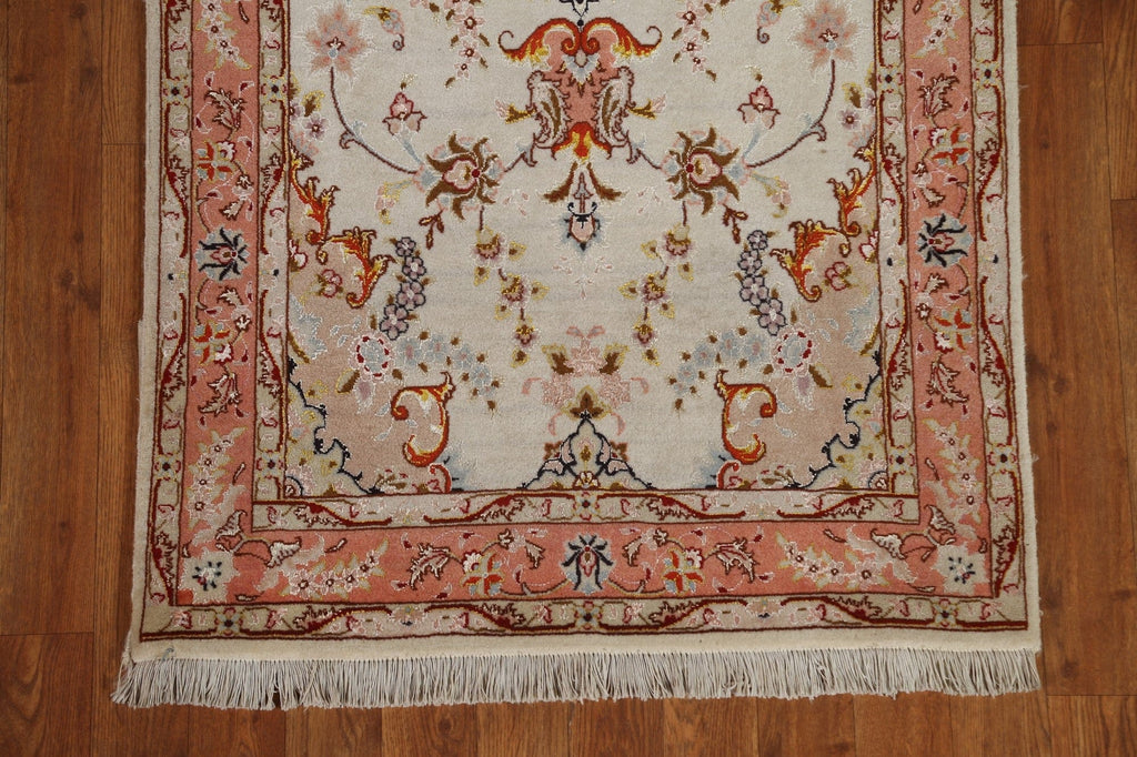 Wool & Silk Tabriz Persian Runner Rug 3x10