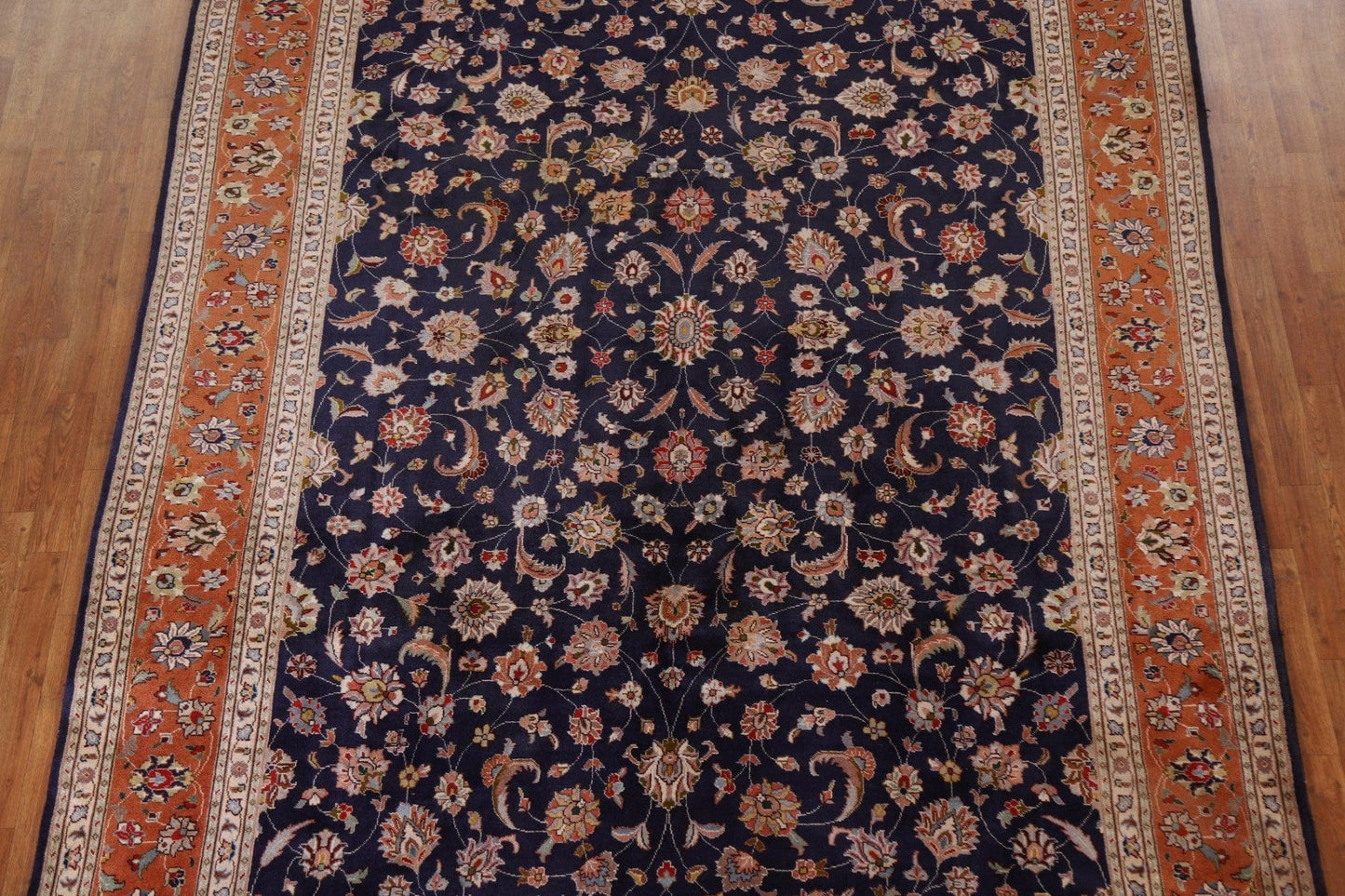 Navy Blue Floral Tabriz Persian Area Rug 8x11