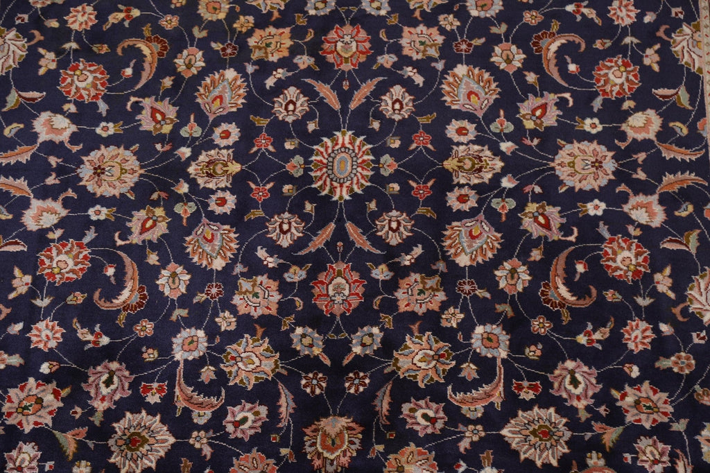 Navy Blue Floral Tabriz Persian Area Rug 8x11