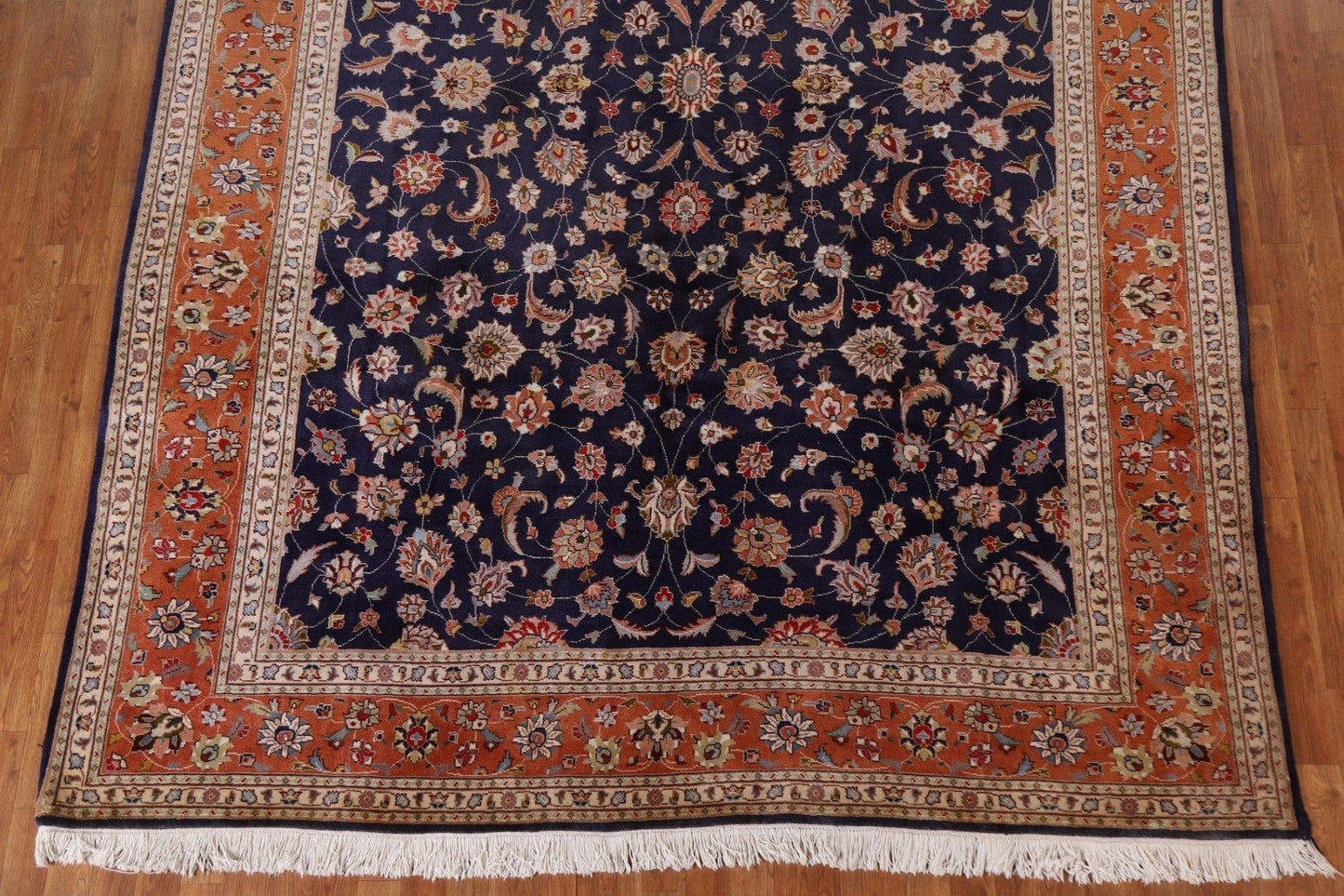 Navy Blue Floral Tabriz Persian Area Rug 8x11