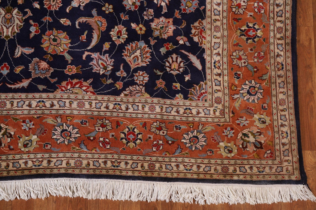 Navy Blue Floral Tabriz Persian Area Rug 8x11