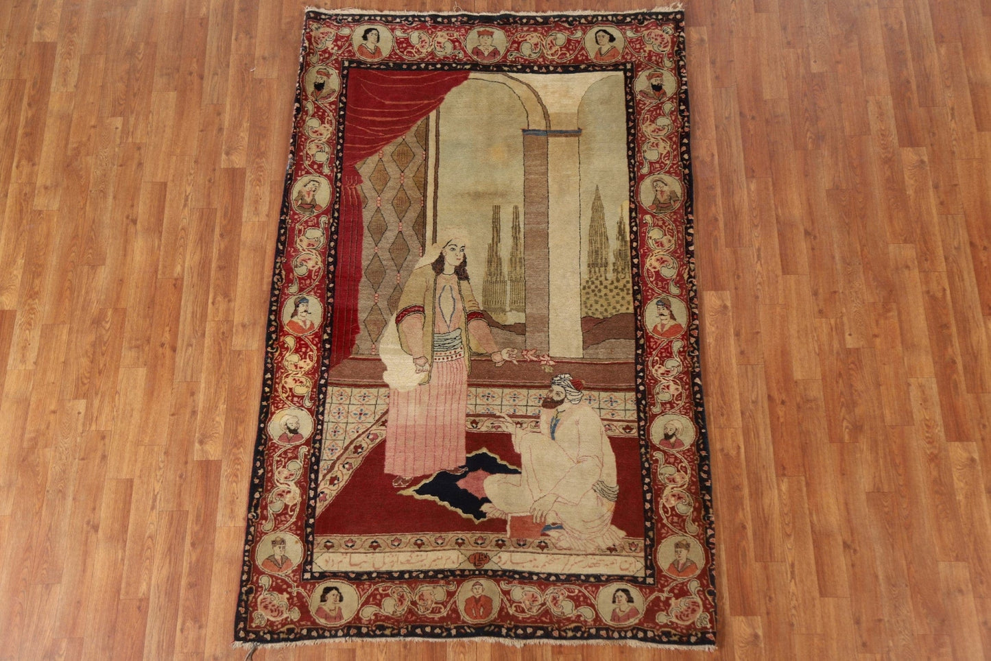 Pre-1900 Antique Vegetable Dye Isfahan Persian Rug 4x7