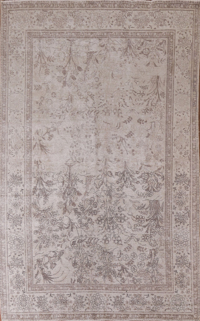 Distressed Tabriz Persian Area Rug 7x10