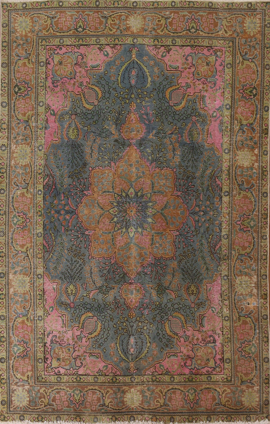 Distressed Over-Dyed Tabriz Persian Area Rug 7x10