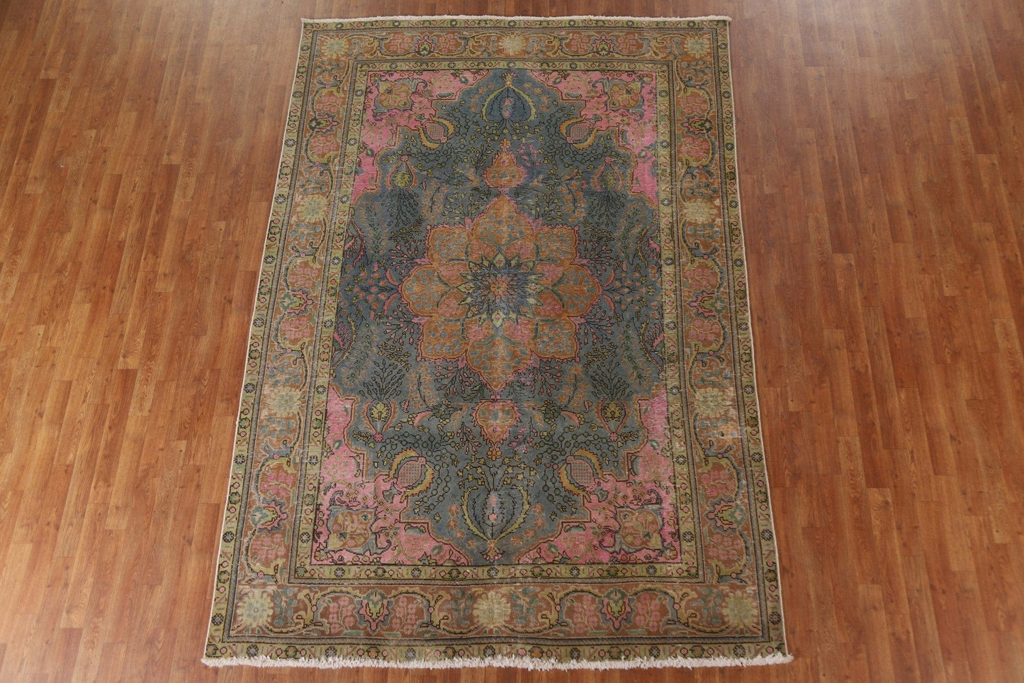 Distressed Over-Dyed Tabriz Persian Area Rug 7x10