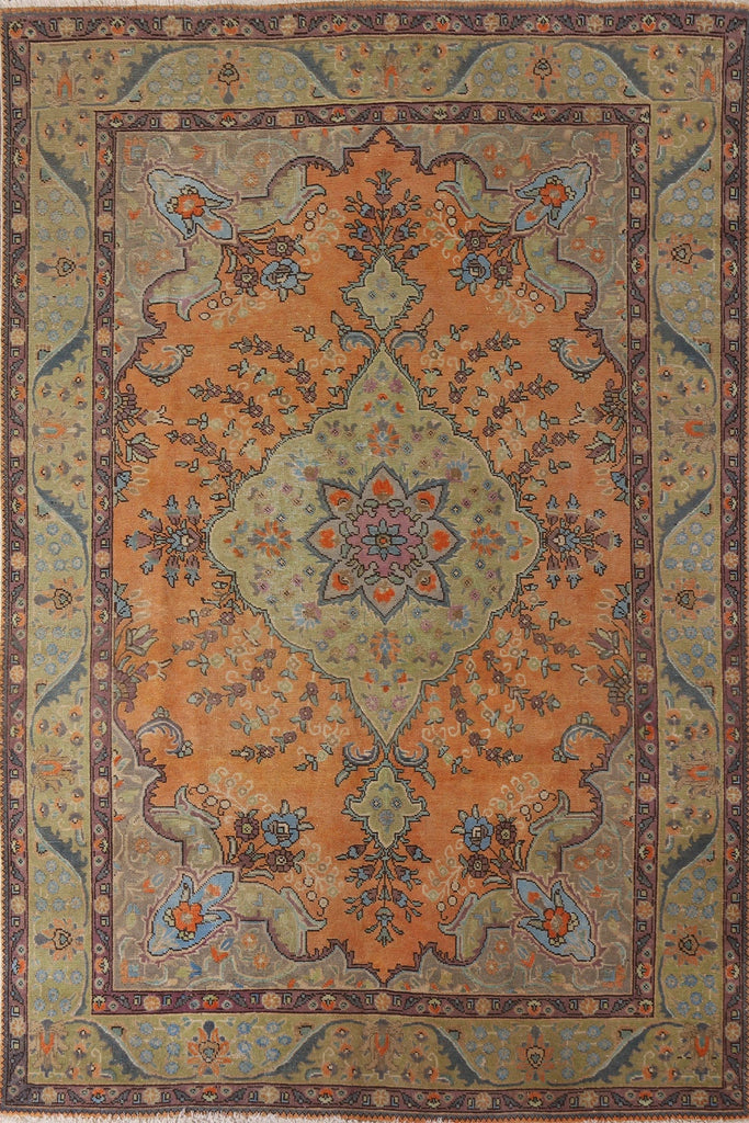 Distressed Over-Dyed Tabriz Persian Area Rug 7x9