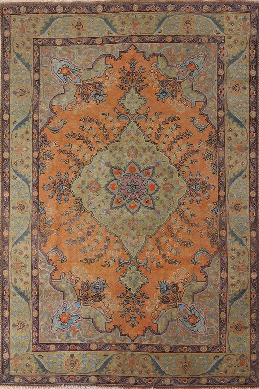 Distressed Over-Dyed Tabriz Persian Area Rug 7x9