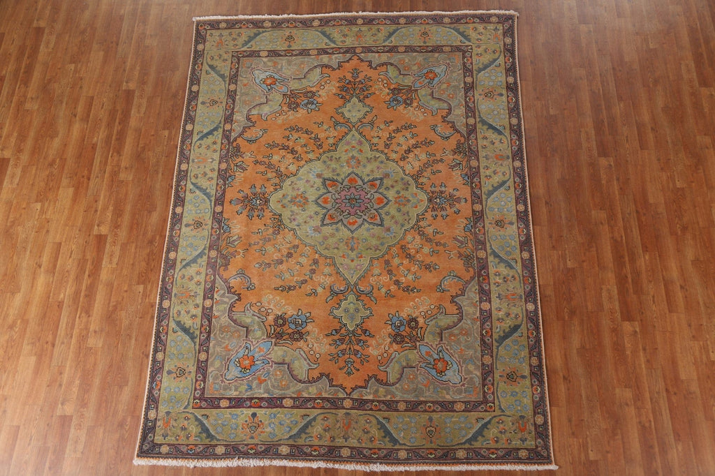 Distressed Over-Dyed Tabriz Persian Area Rug 7x9