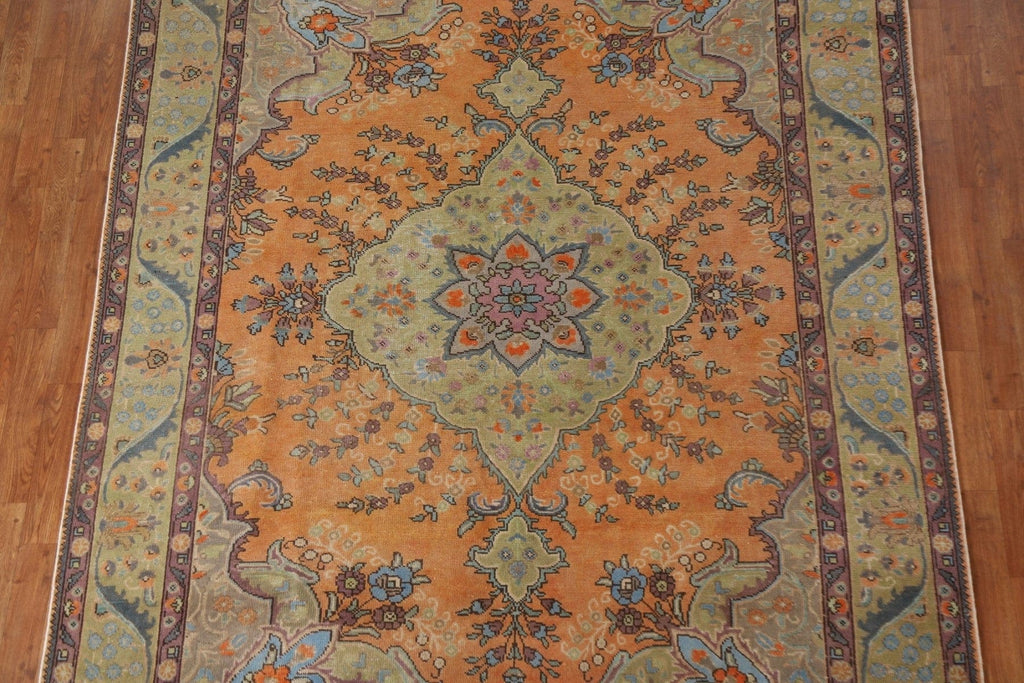 Distressed Over-Dyed Tabriz Persian Area Rug 7x9