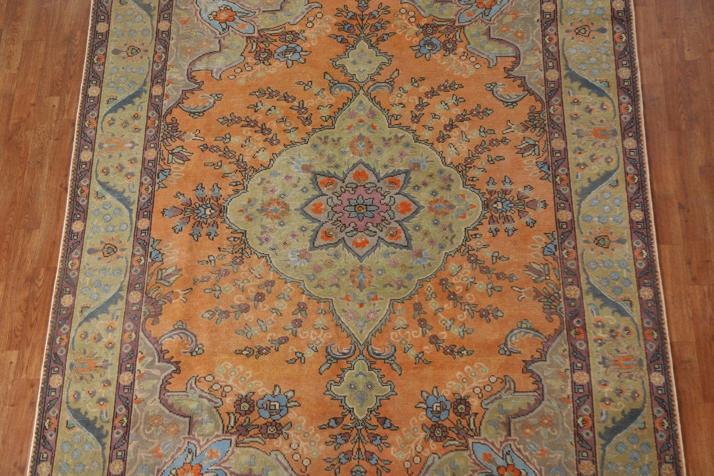 Distressed Over-Dyed Tabriz Persian Area Rug 7x9