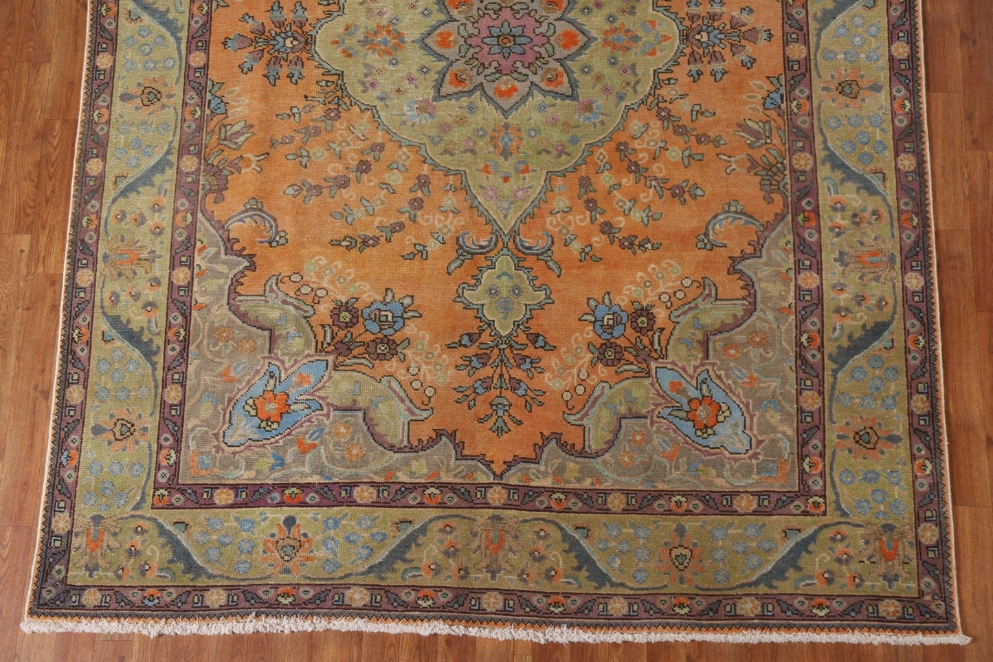 Distressed Over-Dyed Tabriz Persian Area Rug 7x9