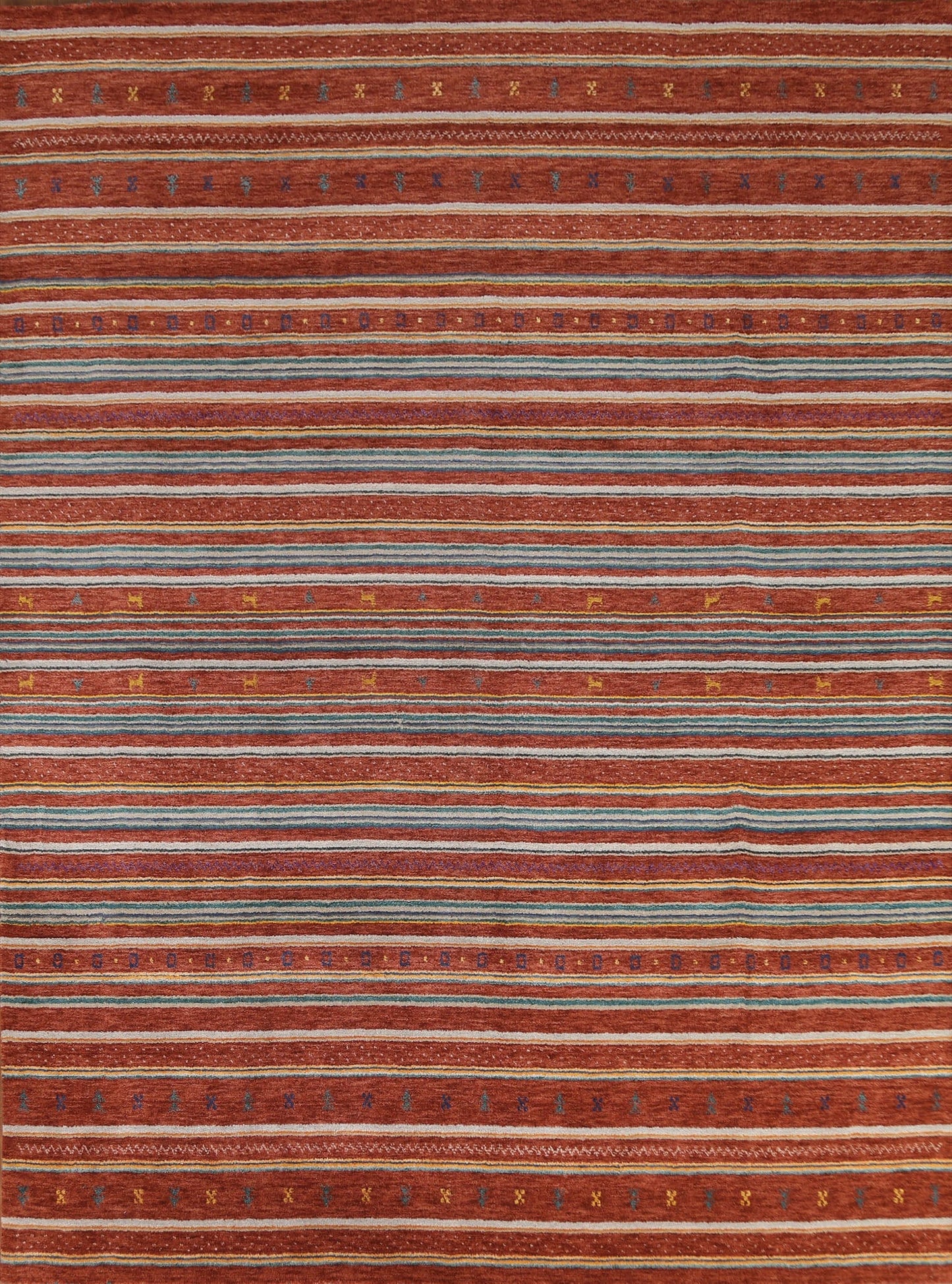 Striped Gabbeh Indian Area Rug 8x10