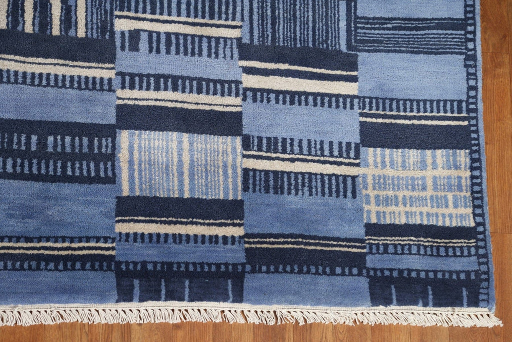 Blue Modern Gabbeh Indian Area Rug 8x9