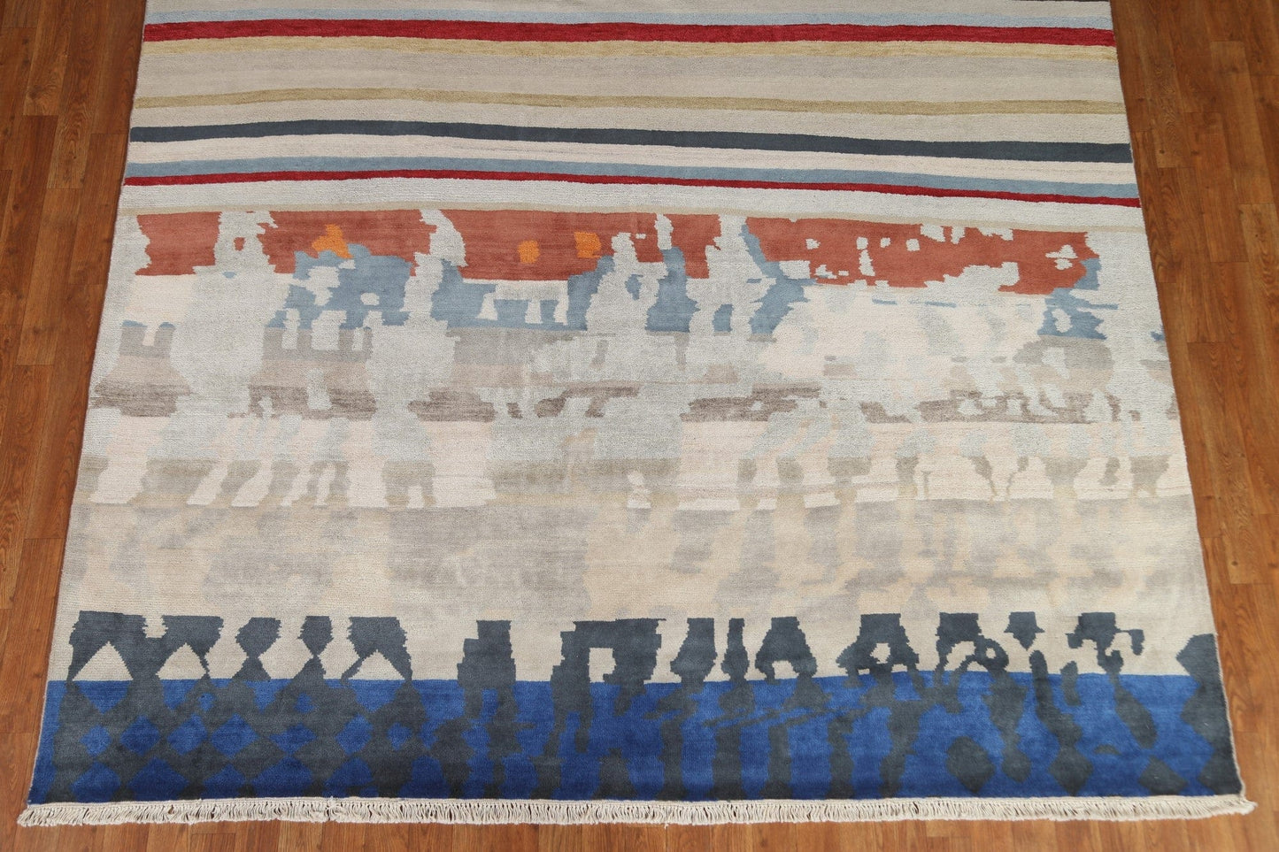 Striped Gabbeh Indian Area Rug 8x9