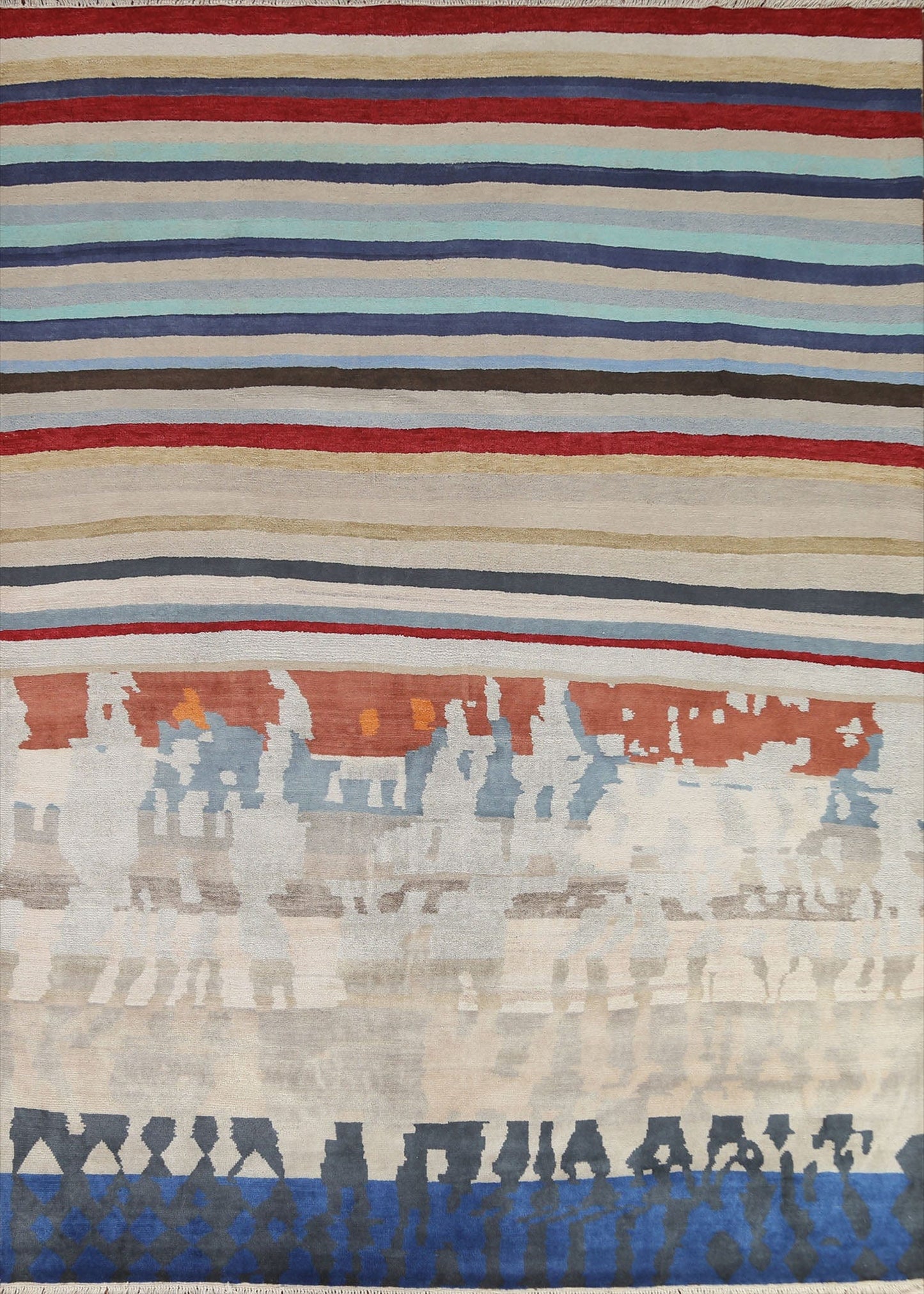 Striped Gabbeh Indian Area Rug 8x9