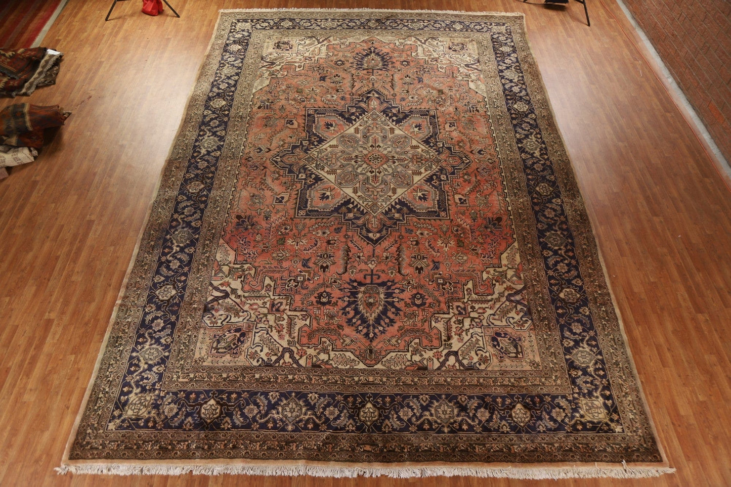 Vintage Wool Heriz Persian Large Rug 13x19