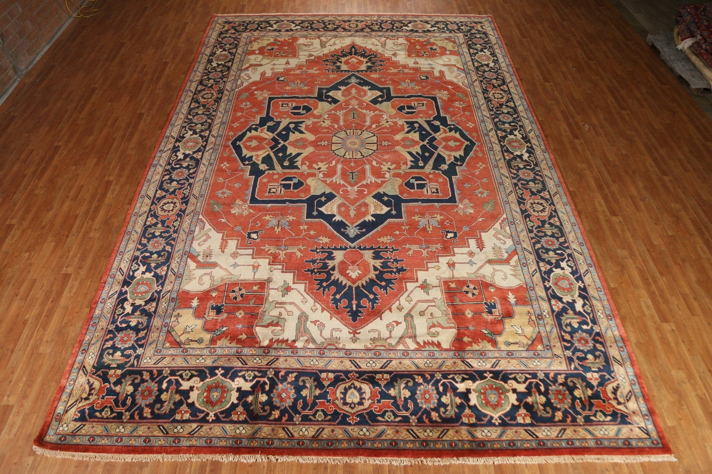 Geometric Heriz Serapi Indian Large Rug 12x18