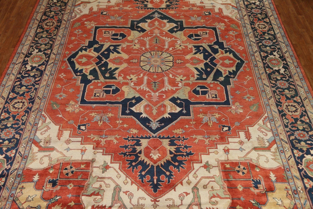 Geometric Heriz Serapi Indian Large Rug 12x18