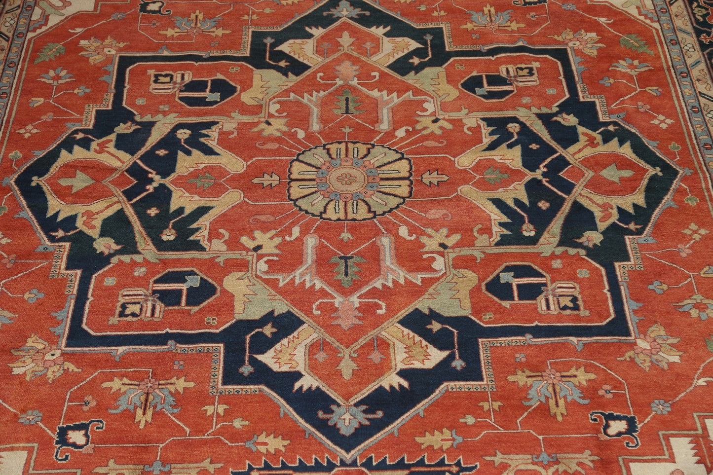 Geometric Heriz Serapi Indian Large Rug 12x18