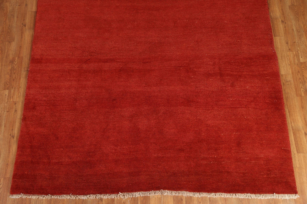 Solid Gabbeh Persian Rug Wool 7x8