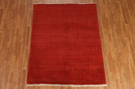 Solid Rust Gabbeh Persian Rug 5x6