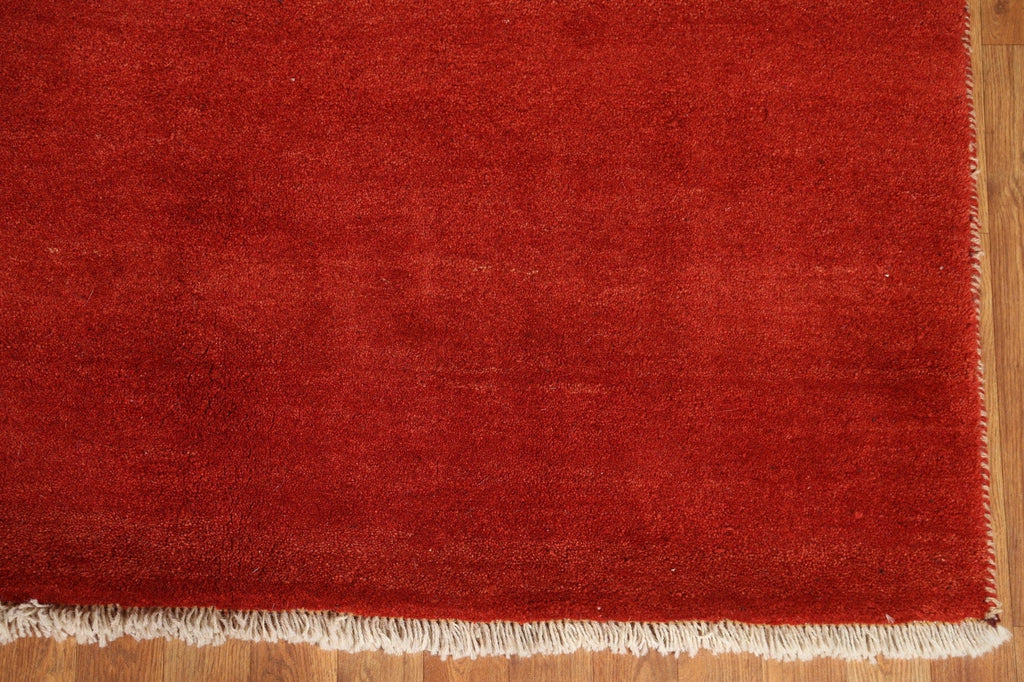 Solid Rust Gabbeh Persian Rug 5x6