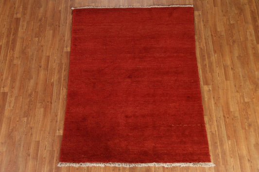 Solid Gabbeh Persian Rug Wool 5x6