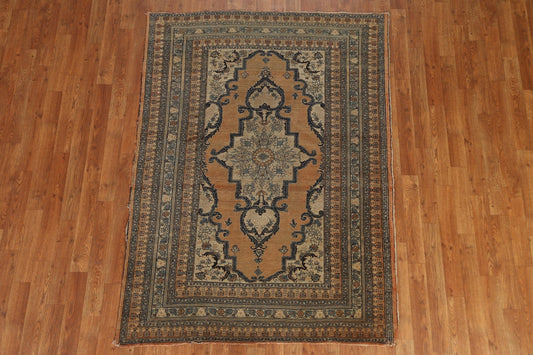 Pre-1900 Antique Vegetable Dye Tabriz Haj Jalili Persian Rug 4x6