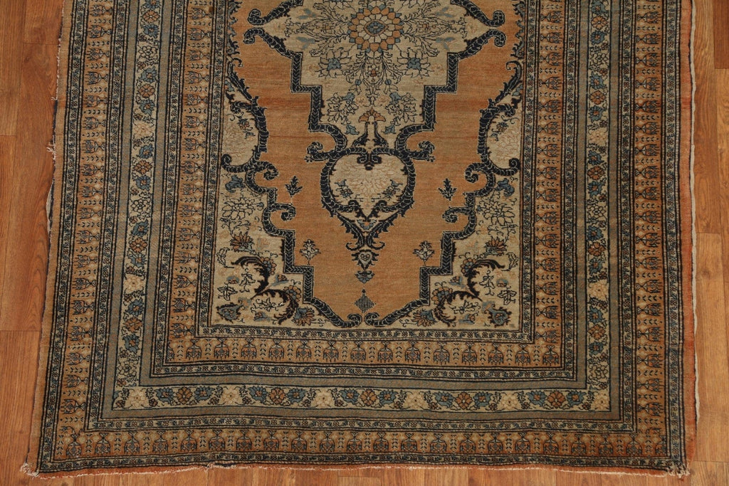 Pre-1900 Antique Vegetable Dye Tabriz Haj Jalili Persian Rug 4x6