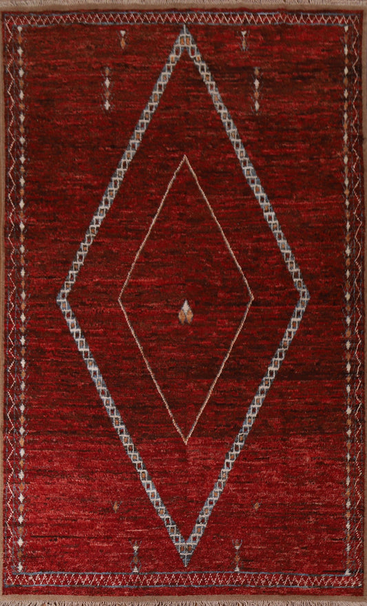 Geometric Red Moroccan Area Rug 6x10