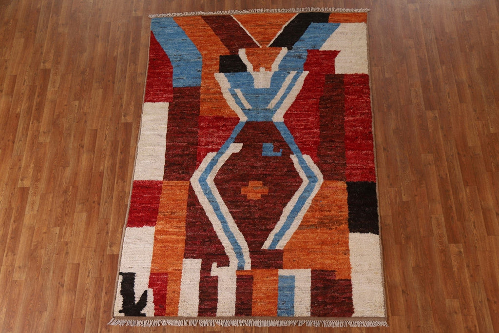 Abstract Moroccan Wool Area Rug 6x8