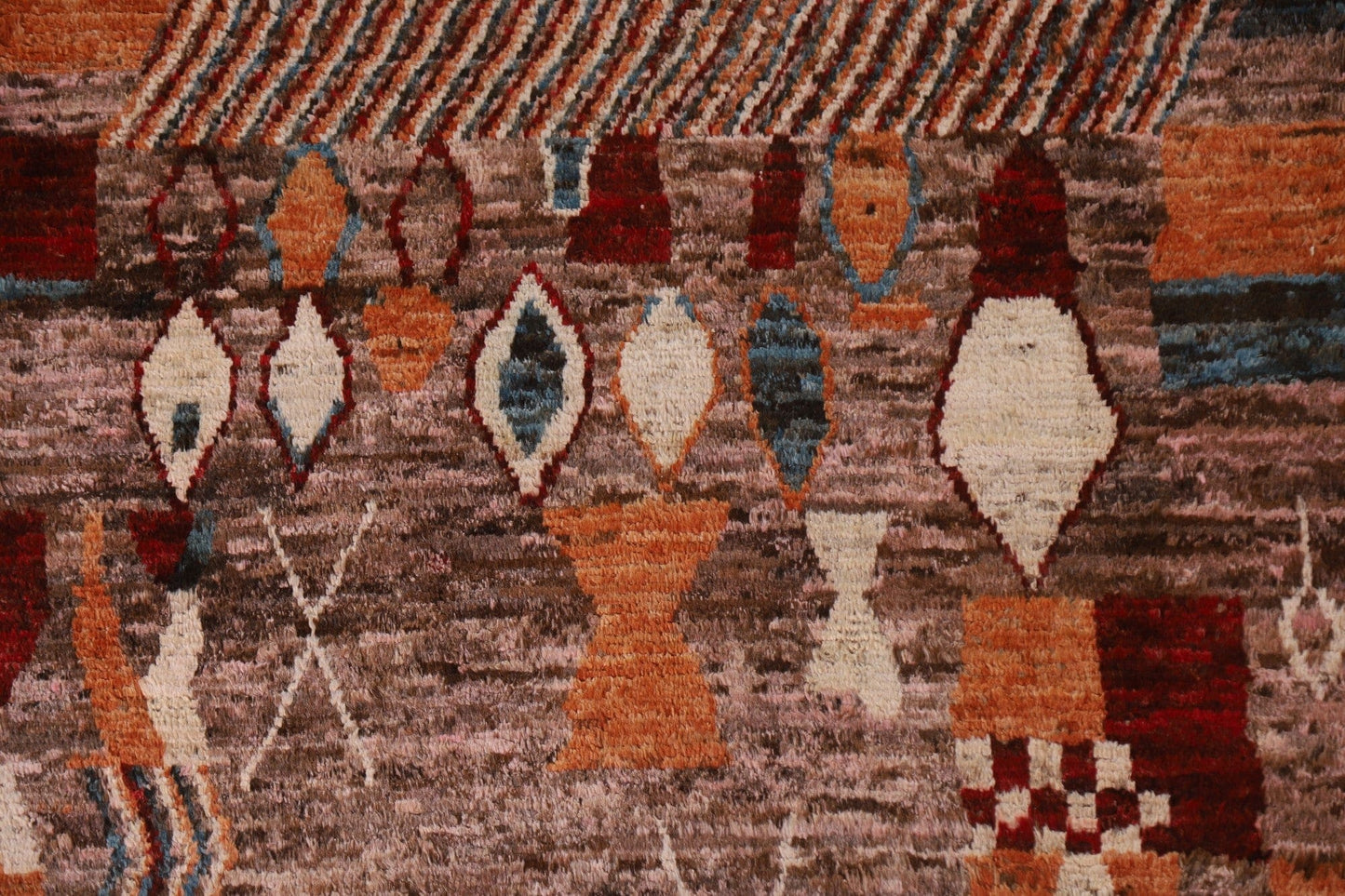 Brown/ Pink Moroccan Wool Area Rug 6x8