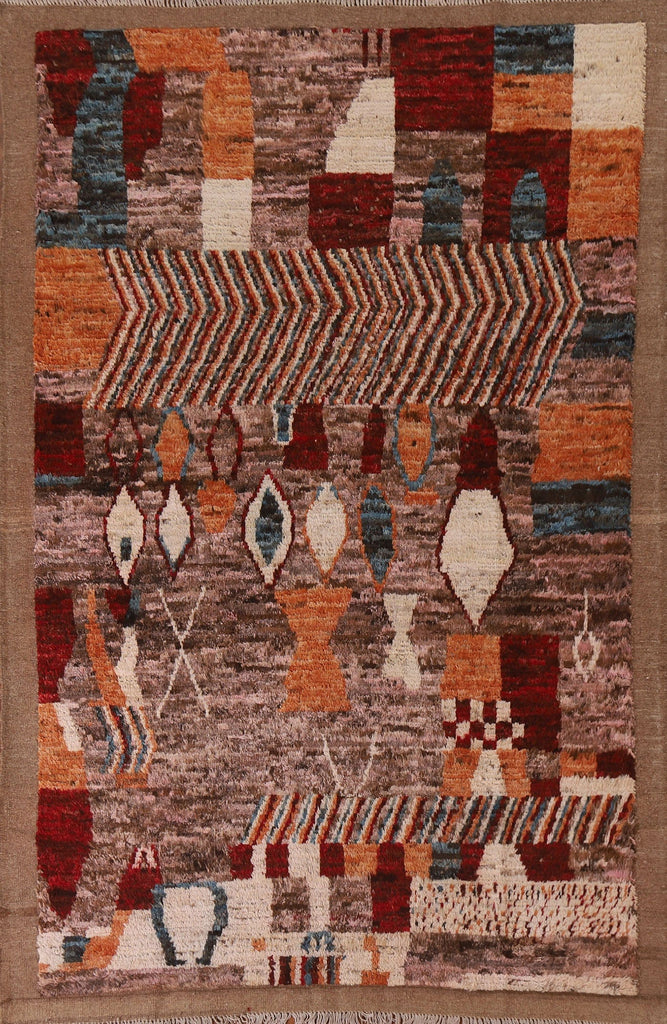 Brown/ Pink Moroccan Wool Area Rug 6x8