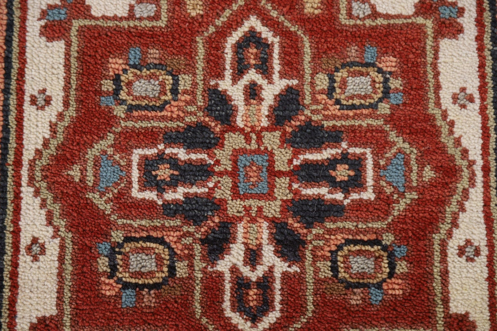 Geometric Heriz Serapi Runner Rug Wool 3x8