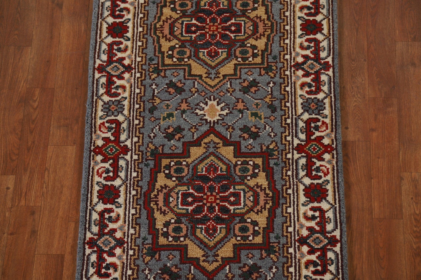 Geometric Heriz Serapi Runner Rug 3x8