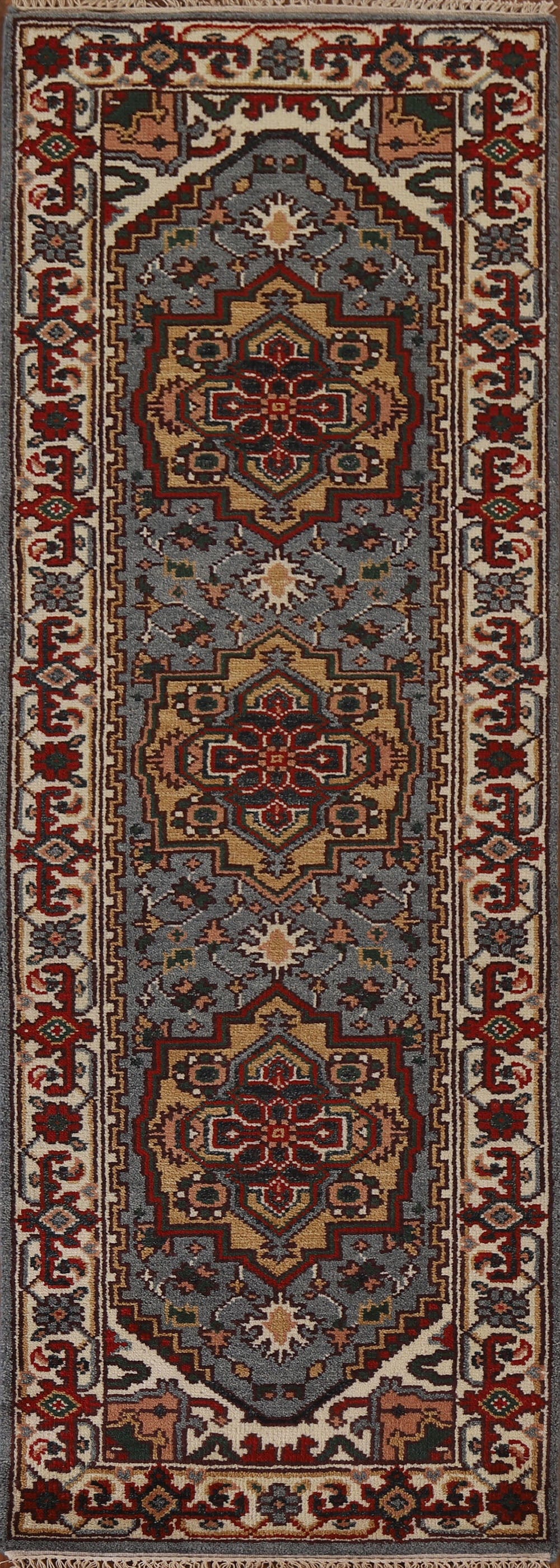 Geometric Heriz Serapi Runner Rug 3x8