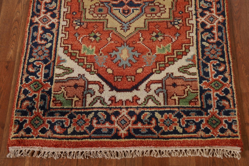 Orange Geometric Heriz Serapi Runner Rug 3x12