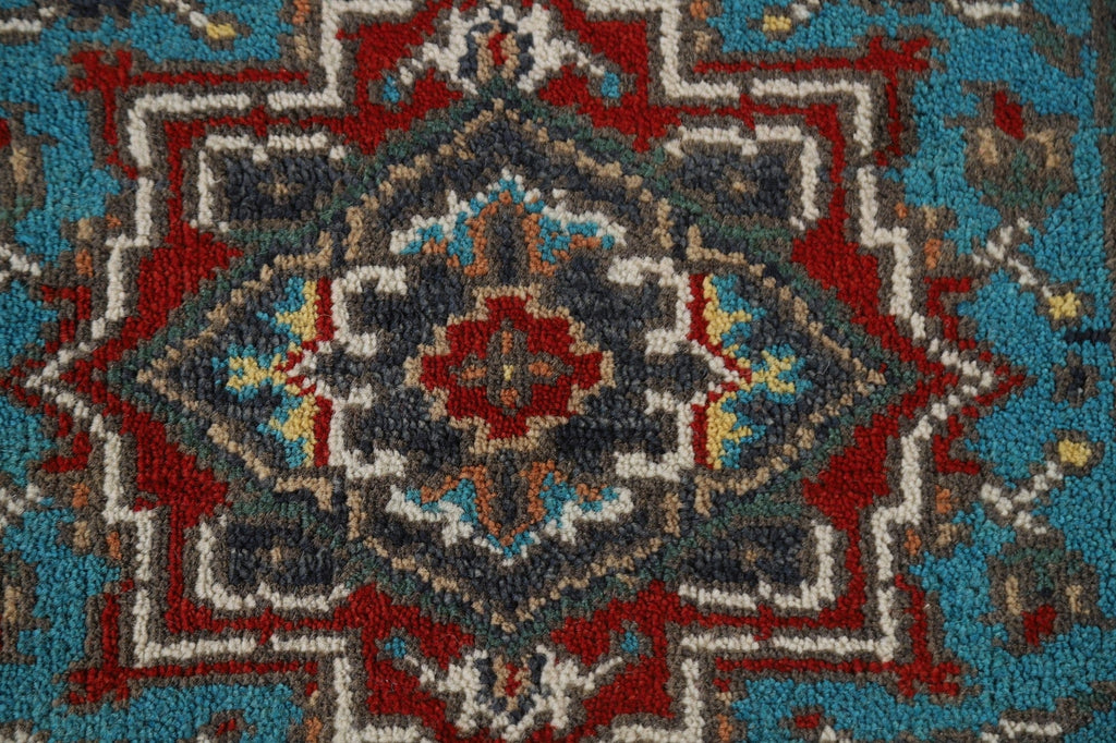 Geometric Heriz Serapi Runner Rug Wool 3x8