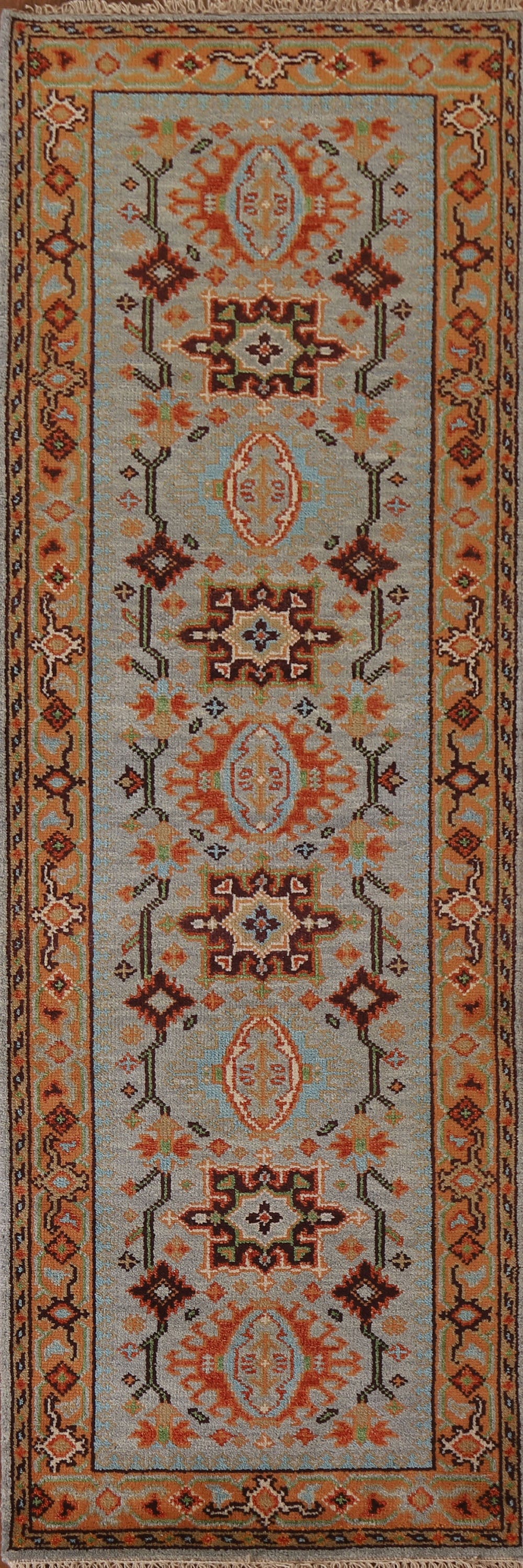 Geometric Heriz Serapi Runner Rug 3x8