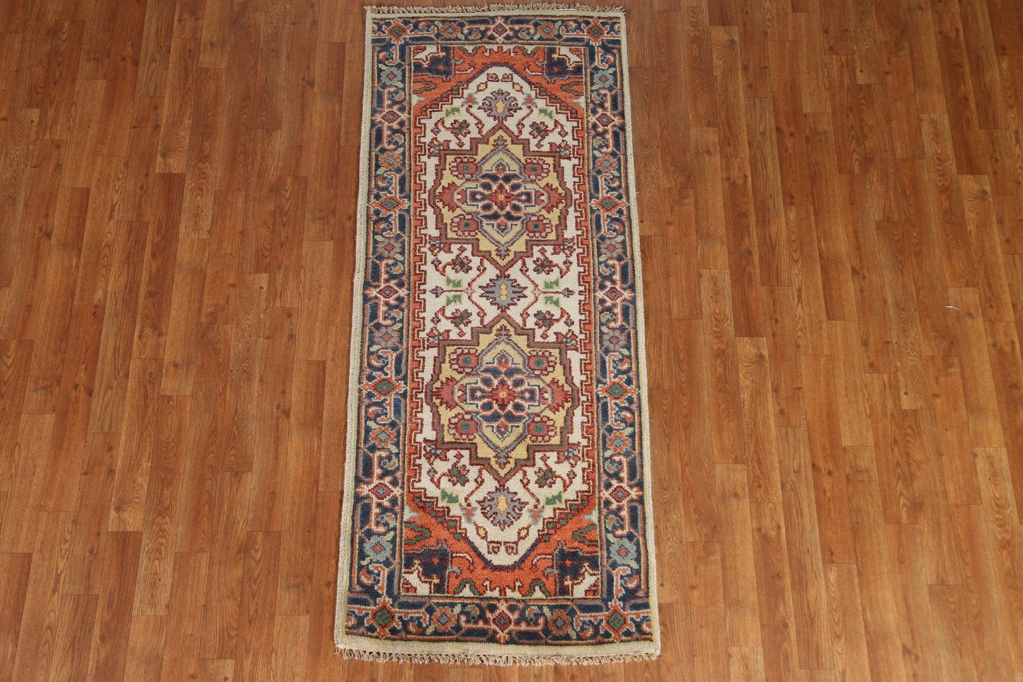 Geometric Ivory Heriz Serapi Rug 3x6