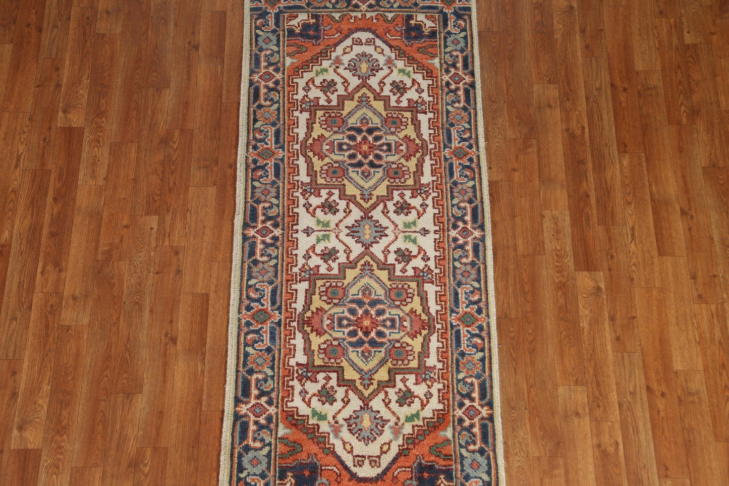 Geometric Ivory Heriz Serapi Rug 3x6