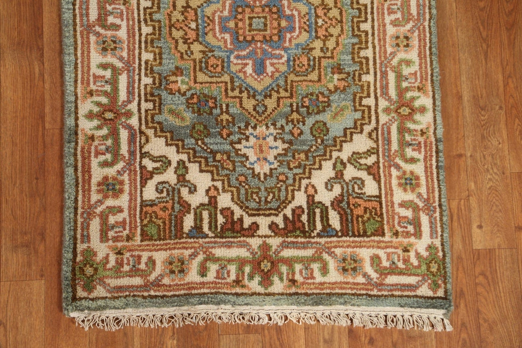 Geometric Handmade Heriz Serapi Runner Rug 3x10