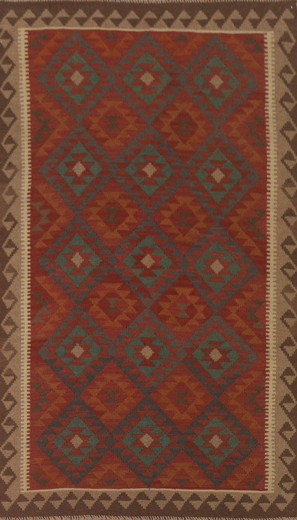 Reversible Wool Kilim Geometric Area Rug 5x8