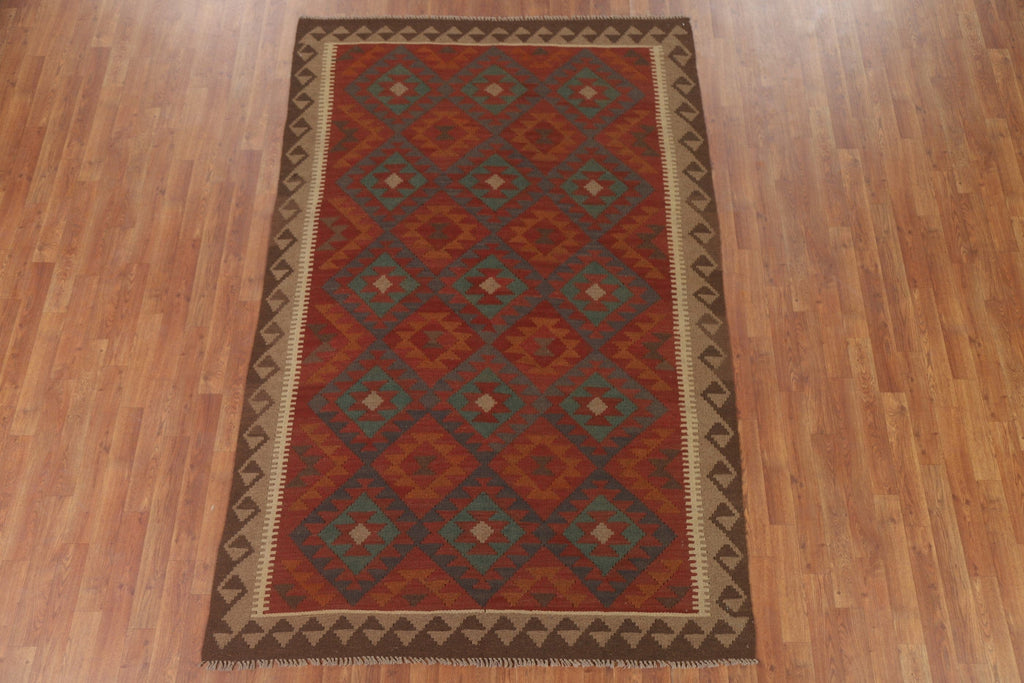 Reversible Wool Kilim Geometric Area Rug 5x8