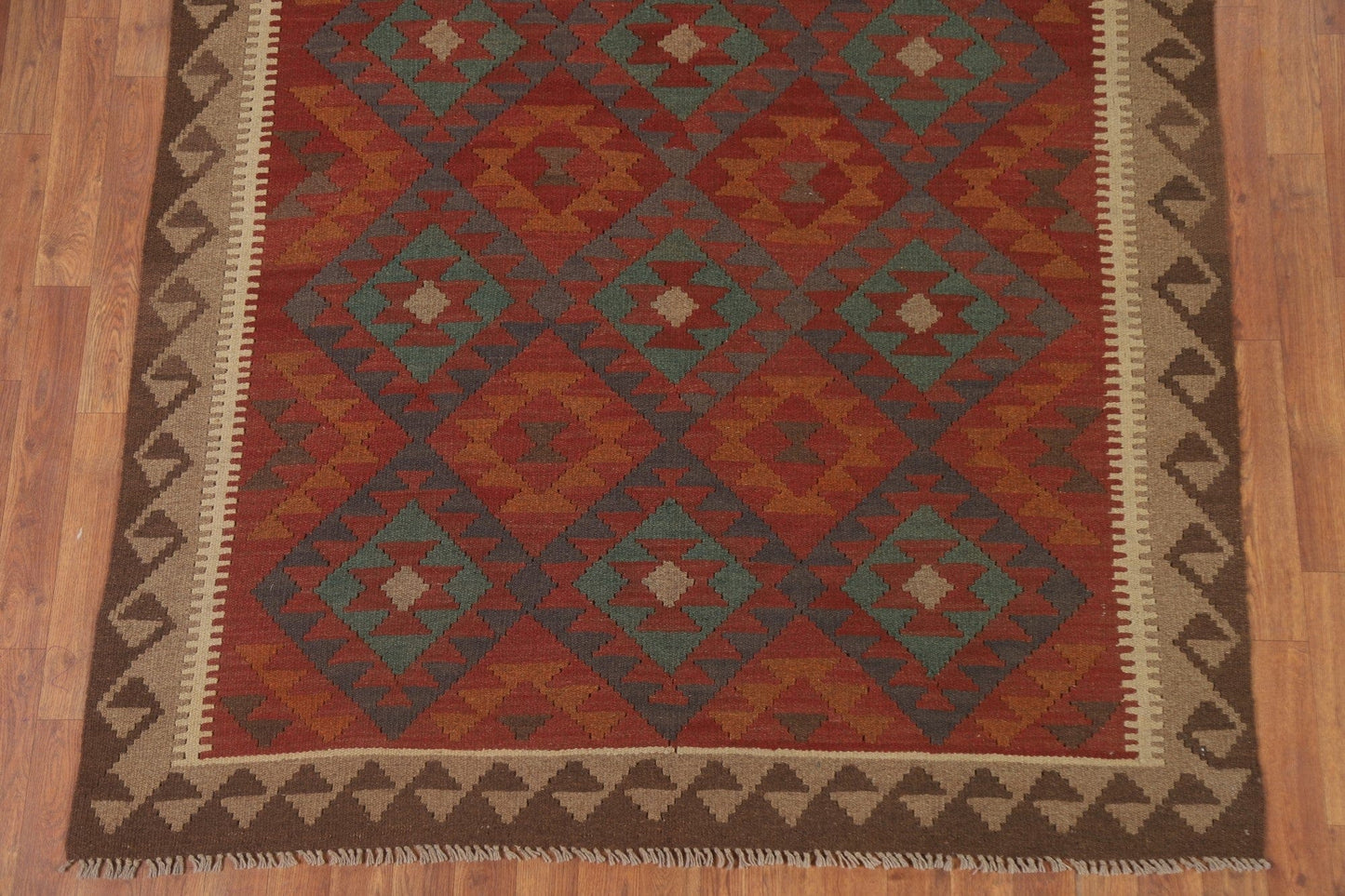 Reversible Wool Kilim Geometric Area Rug 5x8