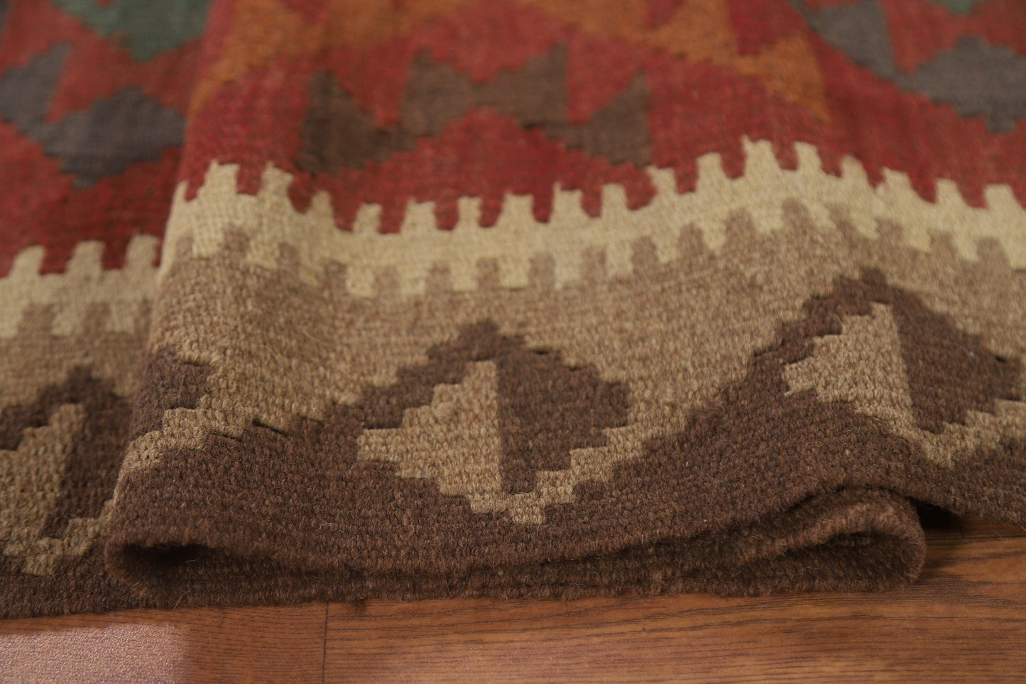 Reversible Wool Kilim Geometric Area Rug 5x8