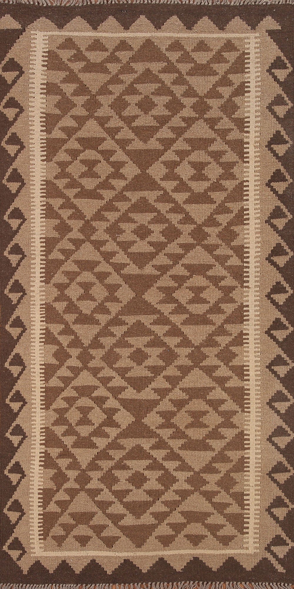 Geometric Kilim Reversible Wool Rug 3x7