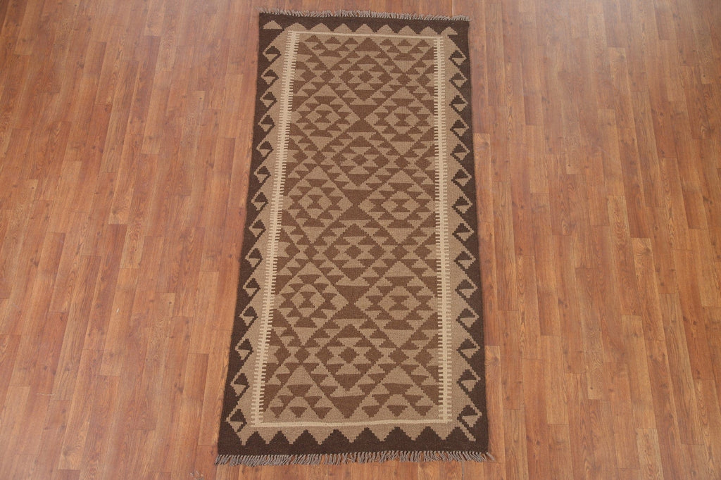 Geometric Kilim Reversible Wool Rug 3x7