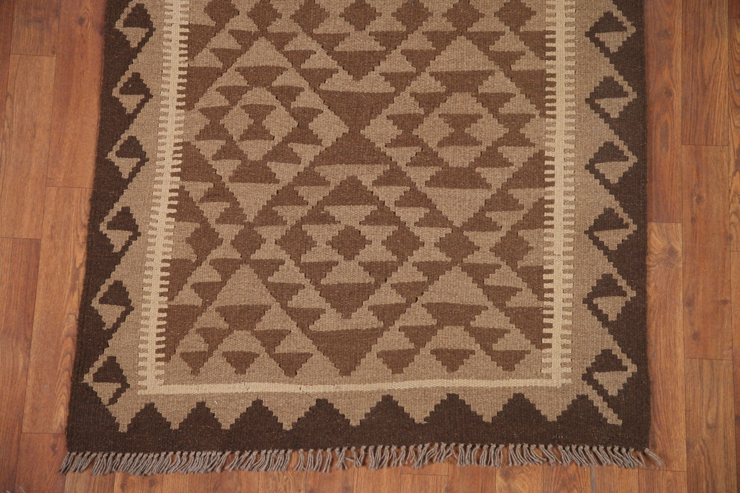 Geometric Kilim Reversible Wool Rug 3x7