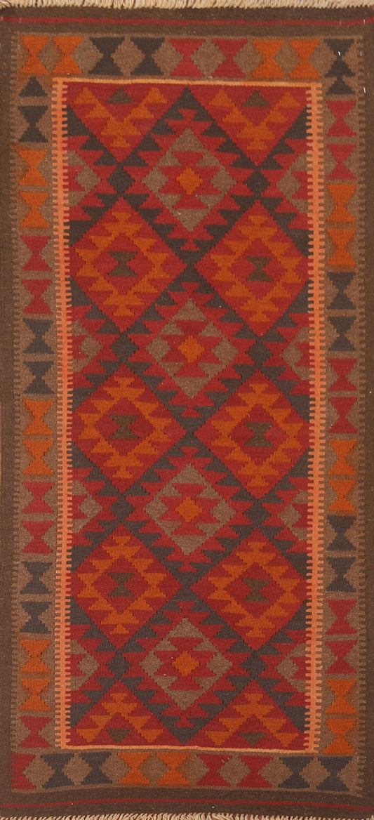 Geometric Wool Kilim Oriental Rug 3x7